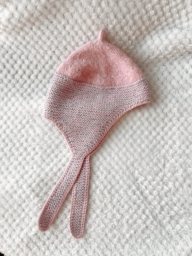 Merino vilnas cepurīte | rozā-pelēka | apm. 9-12 mēn.